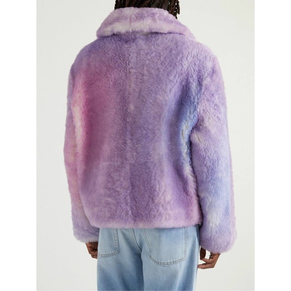 Erl Gradient Shearling Leather Coat in Pink size Medium - Picture 4 of 5